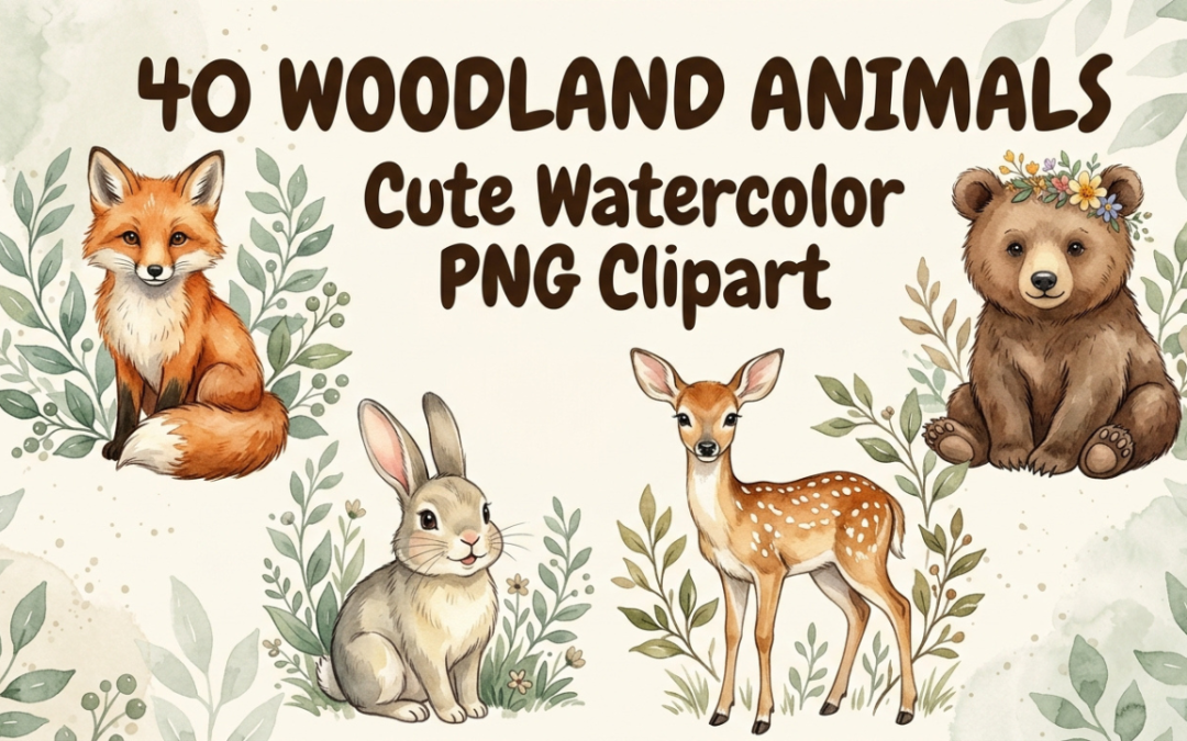 40 Watercolor Woodland Animals Clipart: A Charming Collection for Creative Projects