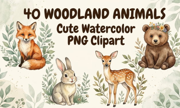 40 Watercolor Woodland Animals Clipart: A Charming Collection for Creative Projects